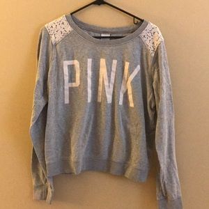 Pink Lace Detail Sweatshirt